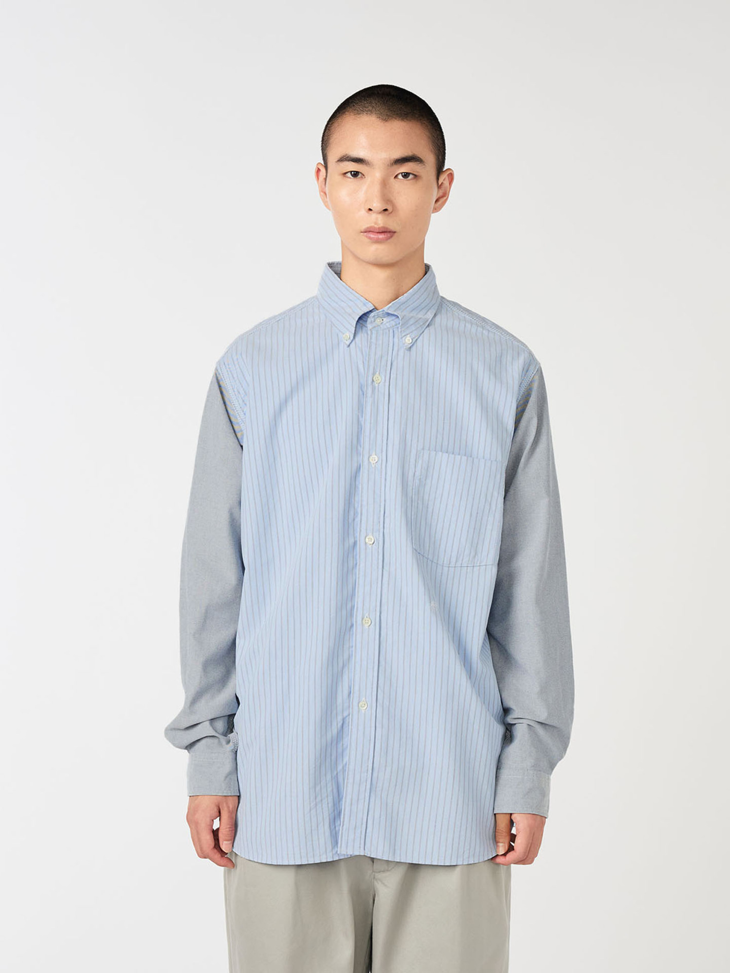 nanamica 26SS Button Down Stripe Storm Shirt-2