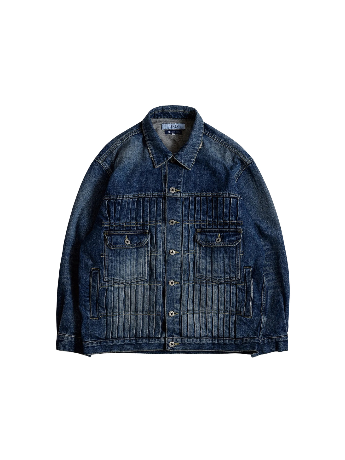 FDMTL 26SS DENIM PLEATED JACKET 3-YEAR WASH
