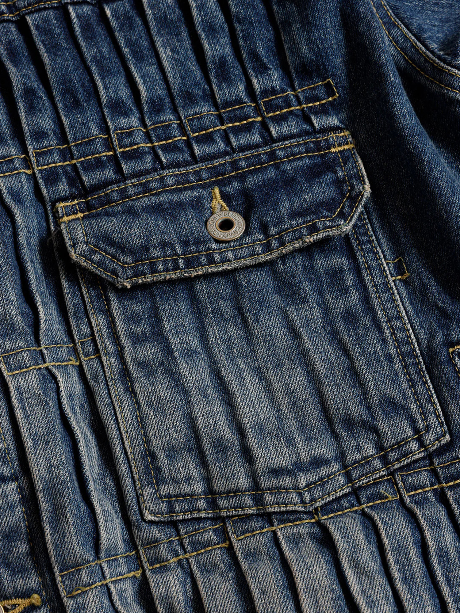 FDMTL 26SS DENIM PLEATED JACKET 3-YEAR WASH-4