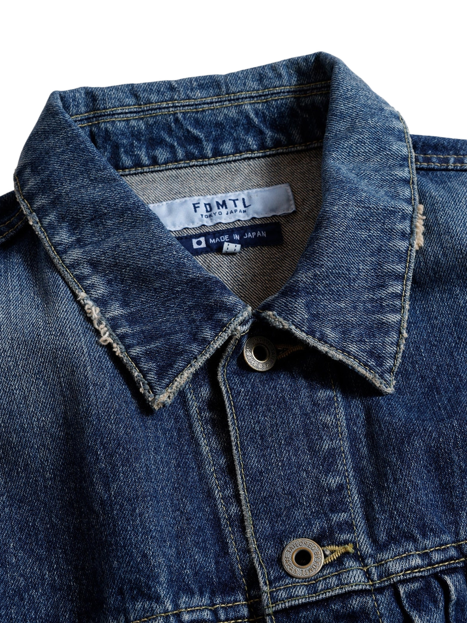 FDMTL 26SS DENIM PLEATED JACKET 3-YEAR WASH-3