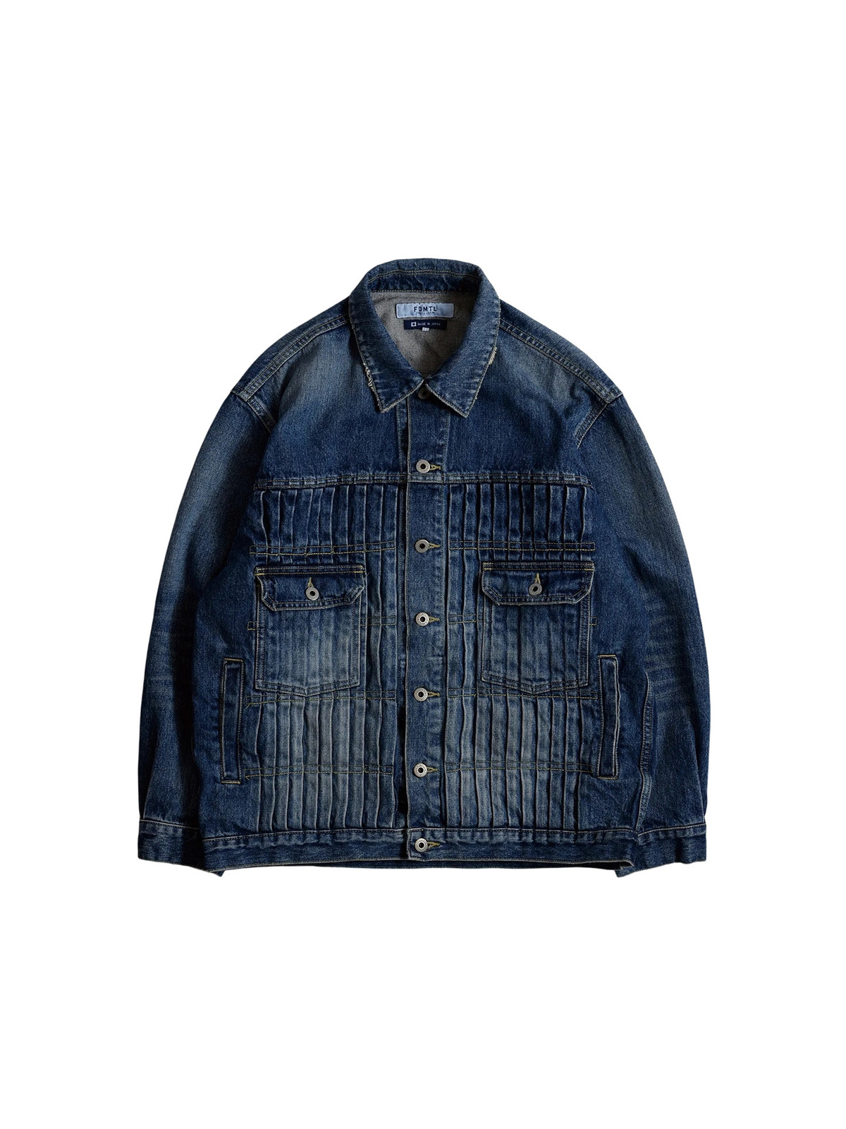 FDMTL 26SS DENIM PLEATED JACKET 3-YEAR WASH